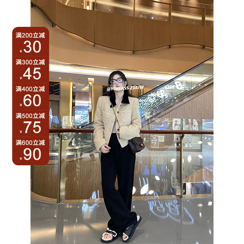 王少女的店【现现】黑色松紧腰百搭休闲裤秋冬季直筒长裤 K09295S33