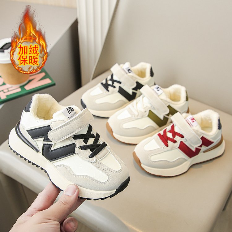 回力瑞女童鞋子2023冬新款儿童加绒保暖运动阿甘鞋小男孩休闲鞋潮