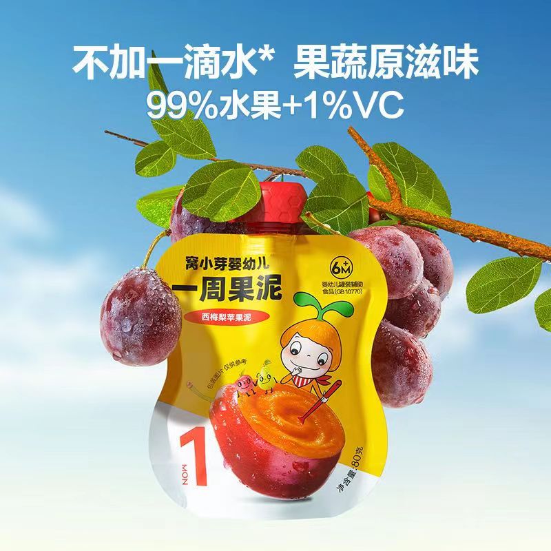 （下单发10包）窝小牙水果泥80克口味混发口味营养