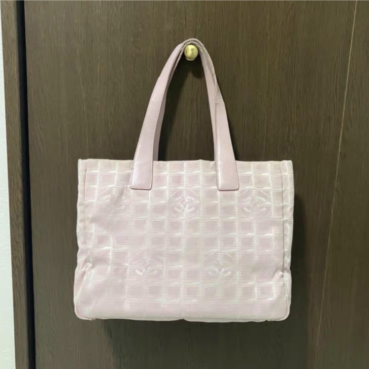 90新 Chanel/香奈儿 粉色冰凌格  托特系列  手提托特包