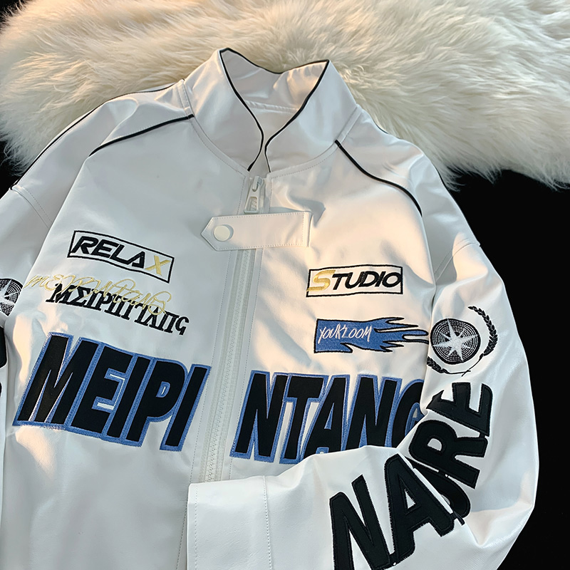 NT美式街头机车服夹克外套男女潮牌高街hiphop情侣装韩版痞帅上衣