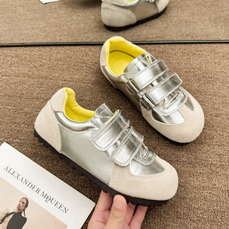 厚底面包鞋女2023年秋季新款魔术贴拼色休闲百搭平底女潮流板鞋