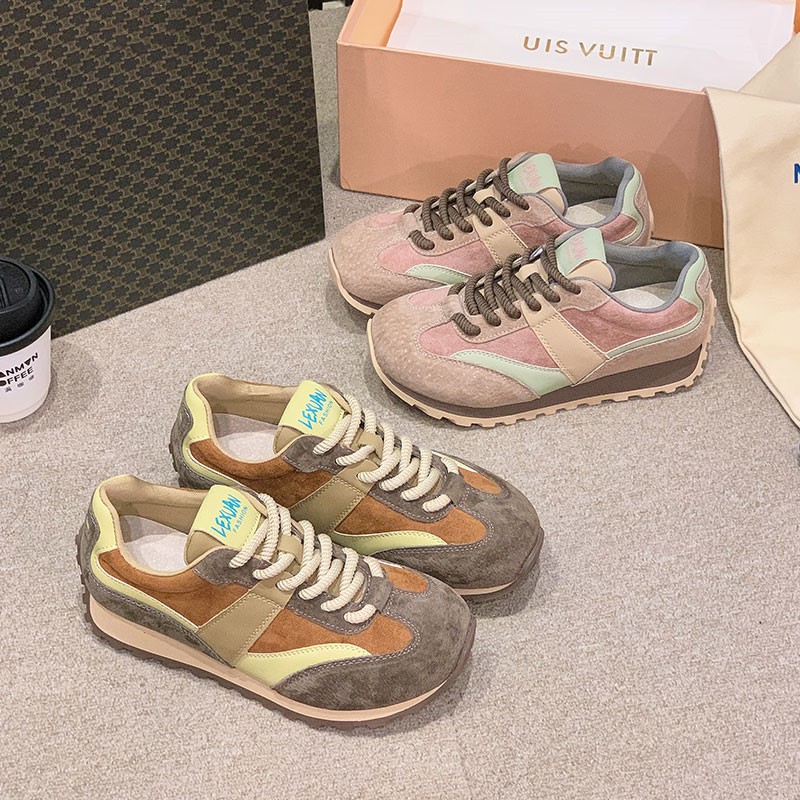 厚底阿甘鞋女2023年秋季新款百搭复古拼色厚底运动休闲鞋老爹鞋