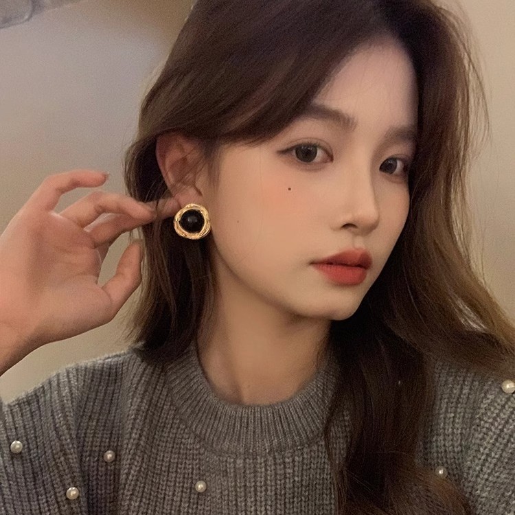 合金耳饰 巴洛克金属重工仿珍珠耳环女欧美气质小香风复古大耳钉