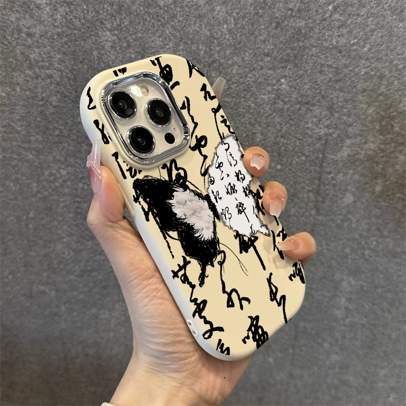 肤感艺术书法蝴蝶适用苹果15手机壳iphone13/14promax防摔12/11女