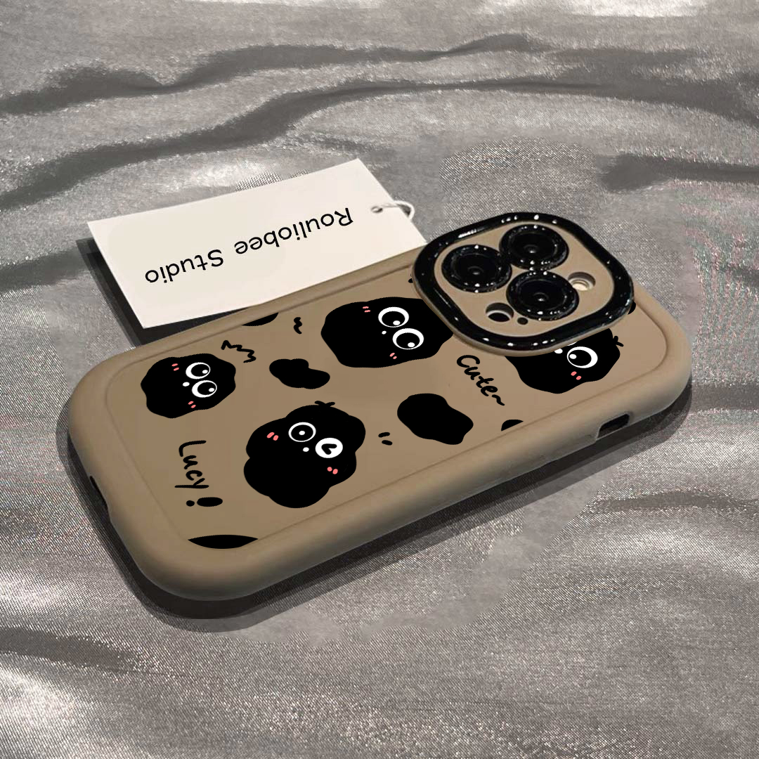 趣味小煤球泡芙壳适用苹果15手机壳iphone13/14promax防摔12/11女