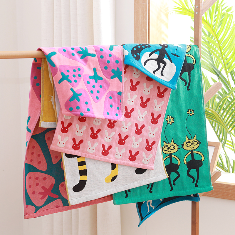 三层纱布毛巾纯棉成人家用多款式洗脸大面巾易干柔软吸水居家