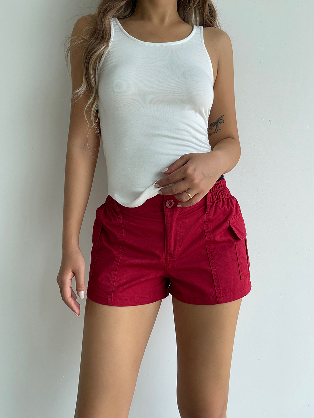 【Aliu自制】美式复古水洗棉低腰运动短裤女薄款工装直筒热裤