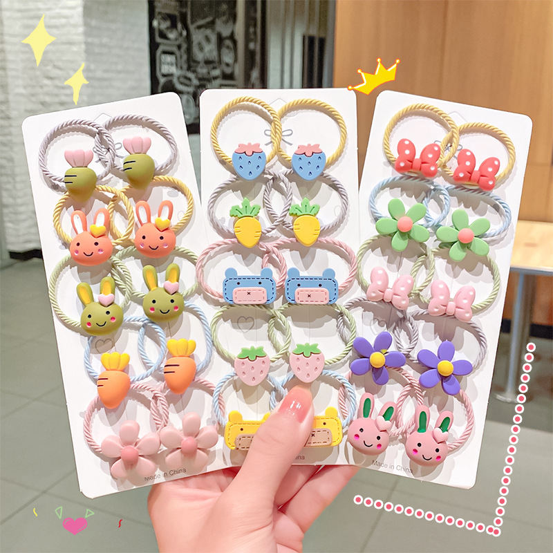 新款儿童发绳卡通十件套可爱头绳双马尾发圈小女孩头绳儿童扎头绳