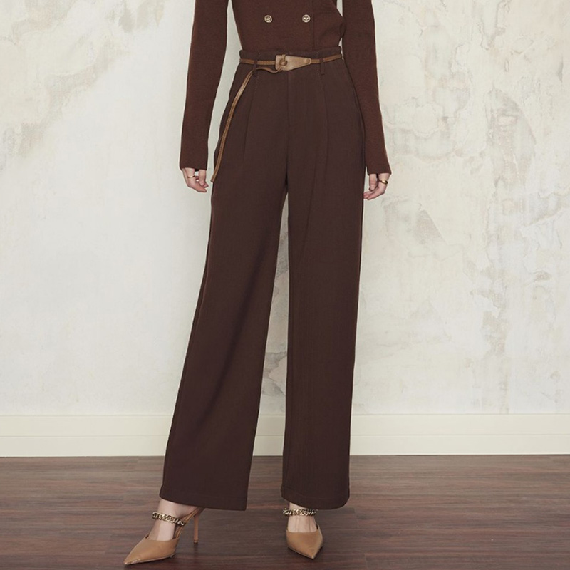 六鱼秋季新款高端轻奢绵羊毛阔腿裤高贵上档次女款裤子W05-9535H2