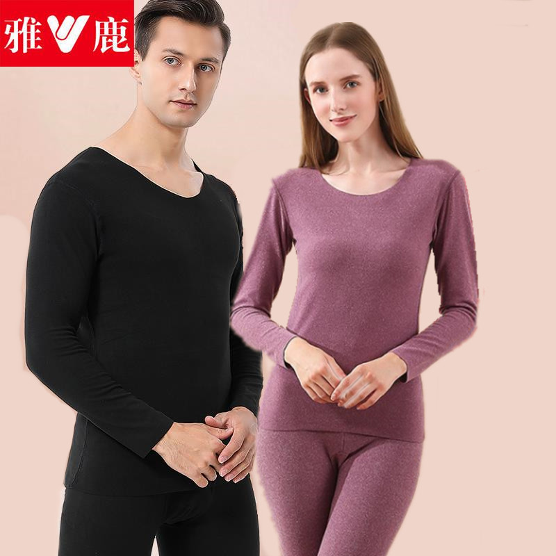 雅鹿双面德绒情侣保暖套装-JCY