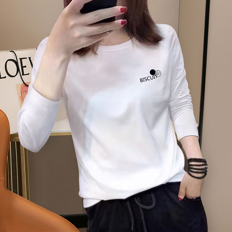2024新款早秋气质打底衫女高级感小众正肩纯棉长袖T恤显瘦上衣ins