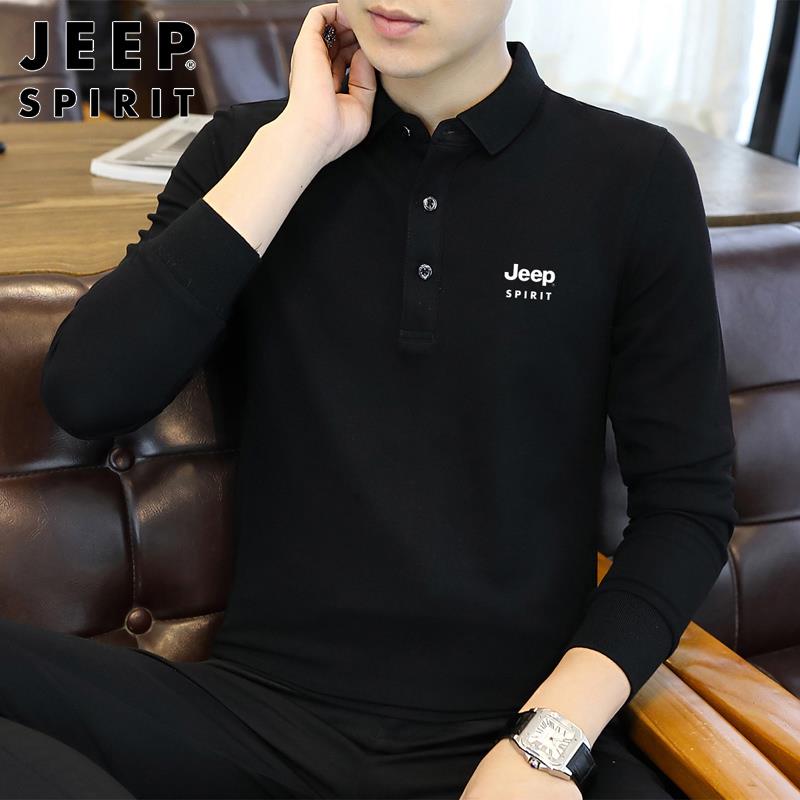 Jeep吉普长袖t恤男士秋冬季韩版潮流打底衫休闲百搭运动POLO衫男