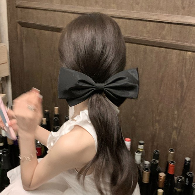 铜合金布艺发饰 高级黑色气质大号蝴蝶结发夹女网红简约时尚发饰
