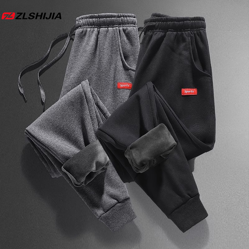 战狼世家加绒加厚卫裤男装宽松束脚秋冬季2023新款潮流休闲裤男士