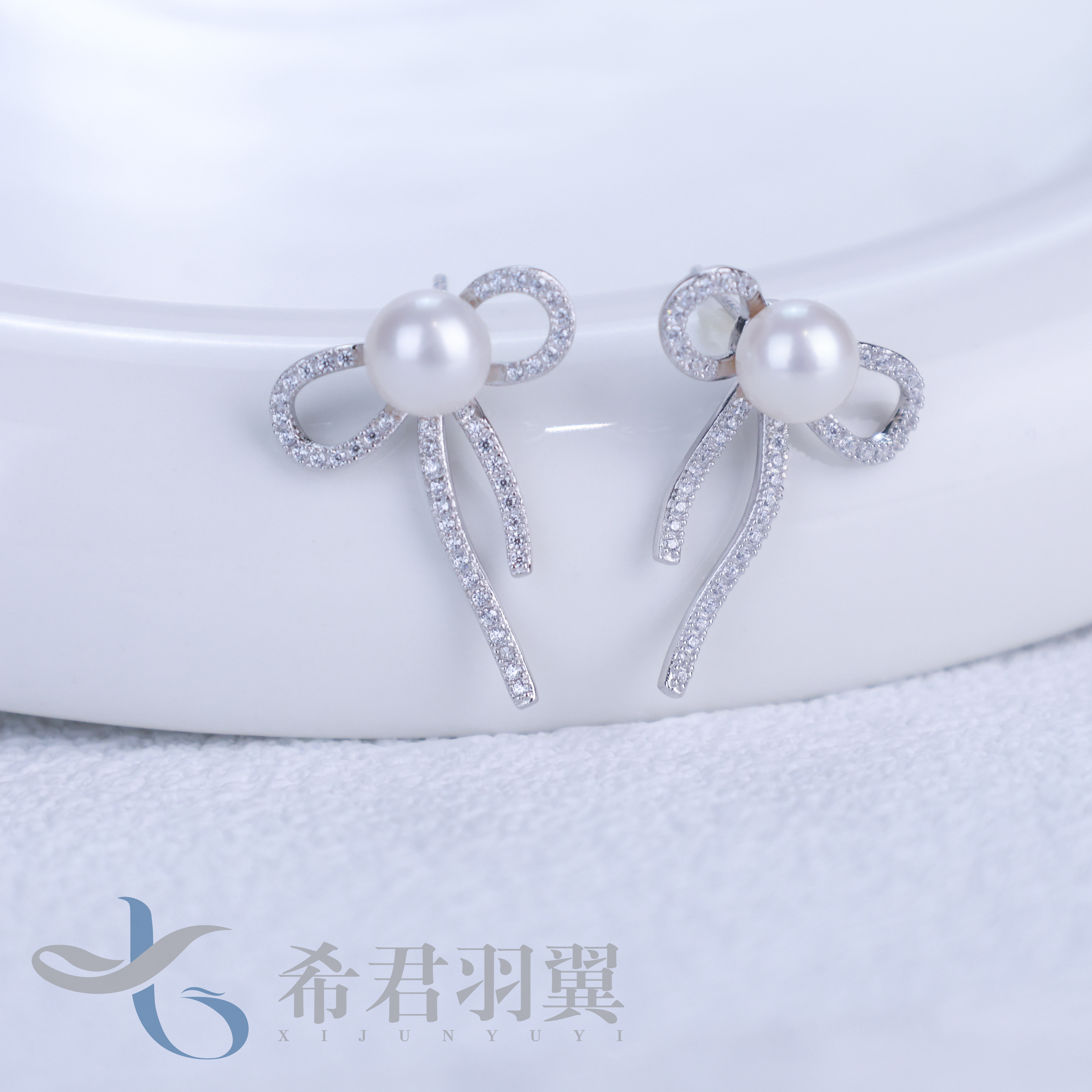 【希希子】公主日记 S925银天然淡水珍珠7-7.5mm蝴蝶结简约时尚