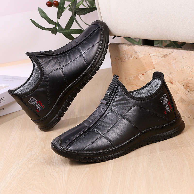 男棉靴2023冬季保暖加绒防水中老年爸爸软底防滑加厚男士棉鞋棉靴