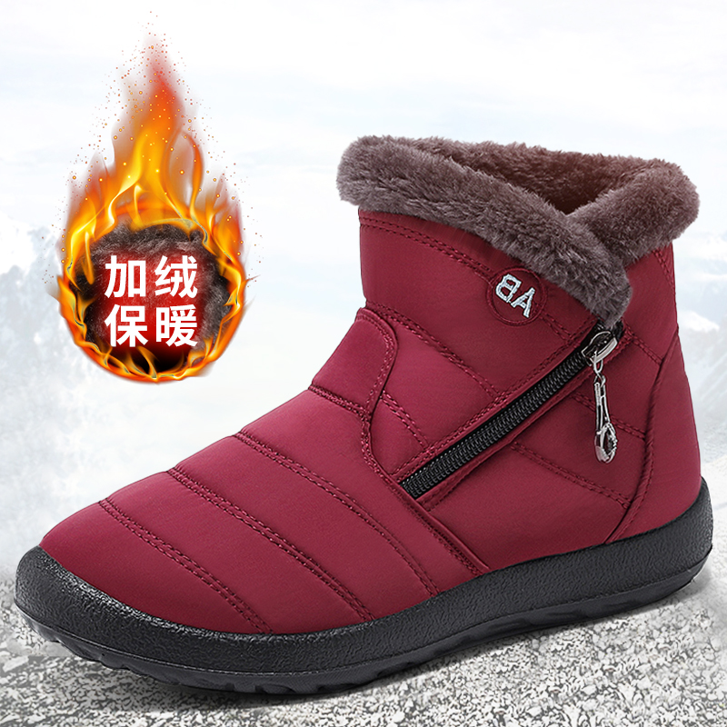 冬季新款棉鞋子女加绒加厚老人雪地靴保暖中老年防滑妈妈棉靴高帮