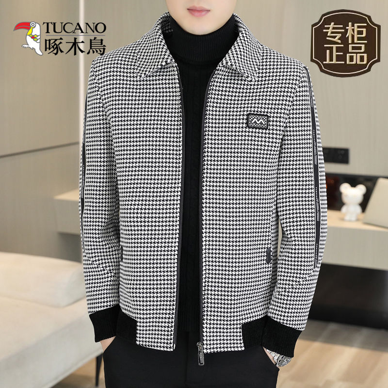 啄木鸟正品春秋款男士翻领夹克短款休闲百搭款中青年高档爆款外套