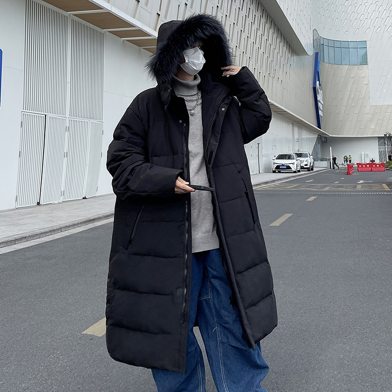 情侣长款羽绒服男冬季新款长款过膝大码潮牌户外加厚学生装外套