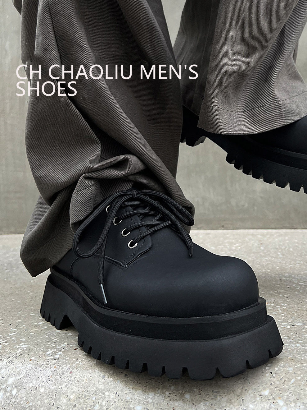 潮流真皮男士高档暗黑系列黑色德比鞋百搭休闲英伦港风皮鞋男男鞋