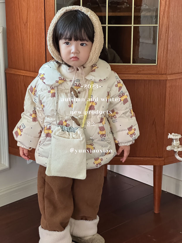 234-YXX-8027杏色  女童2023年冬季新款羽绒服童装