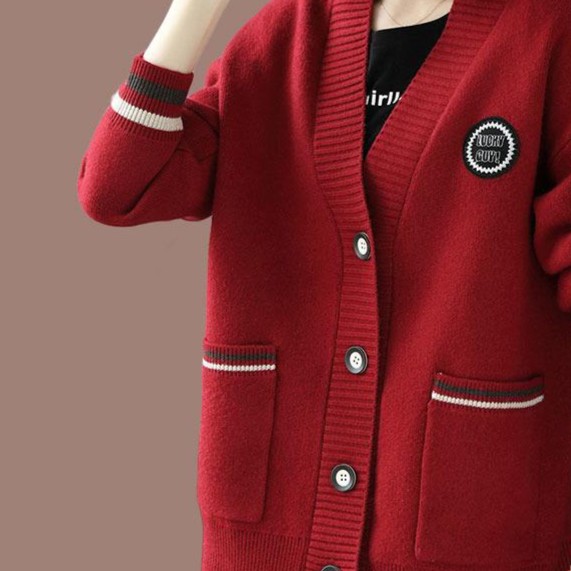 羊毛针织时尚气质毛衫开衫女秋冬大码宽松毛衣外套韩版妈妈洋气外