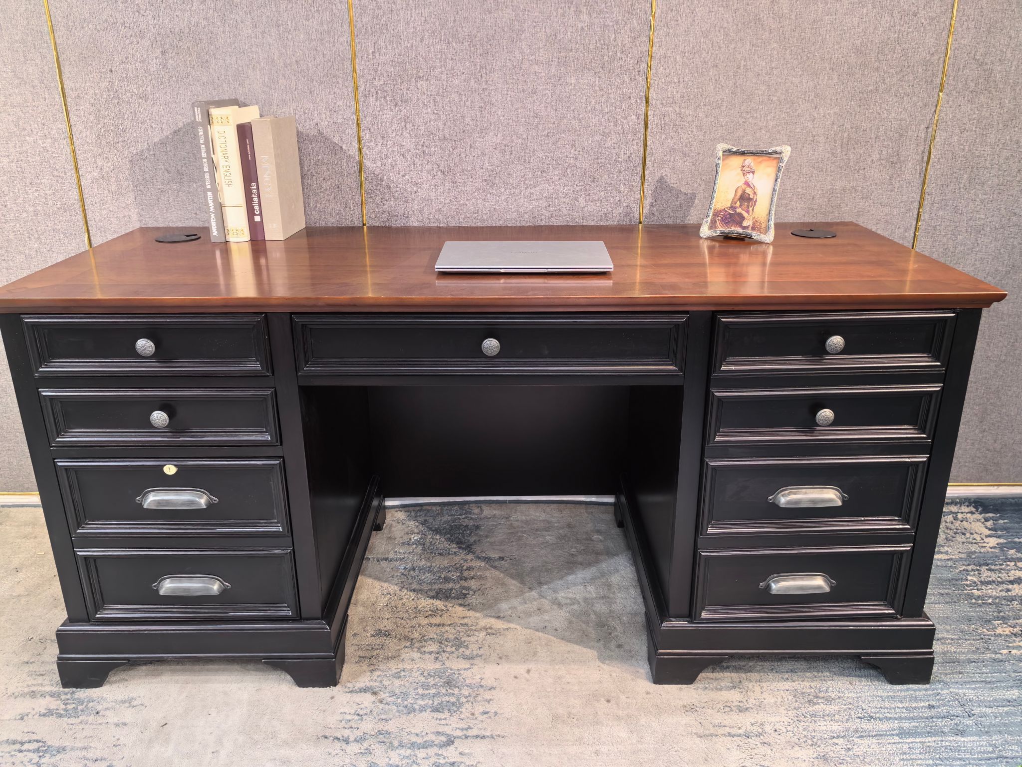 I47-316书桌 办公桌 1680*640*800美式家用台式