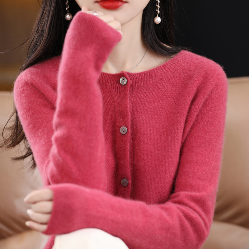 胡老师专属一线成衣桂花针纯羊毛开衫百搭显瘦外套针织开衫宽松