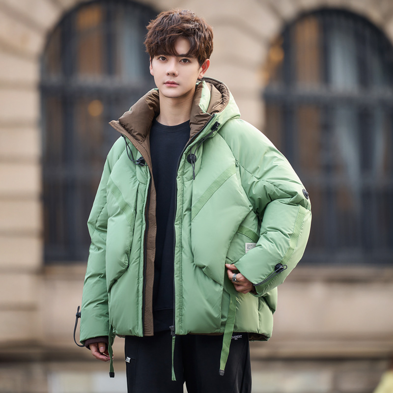 冬季白鸭绒羽绒服男女2023新款高端潮牌加厚保暖连帽面包服外套男