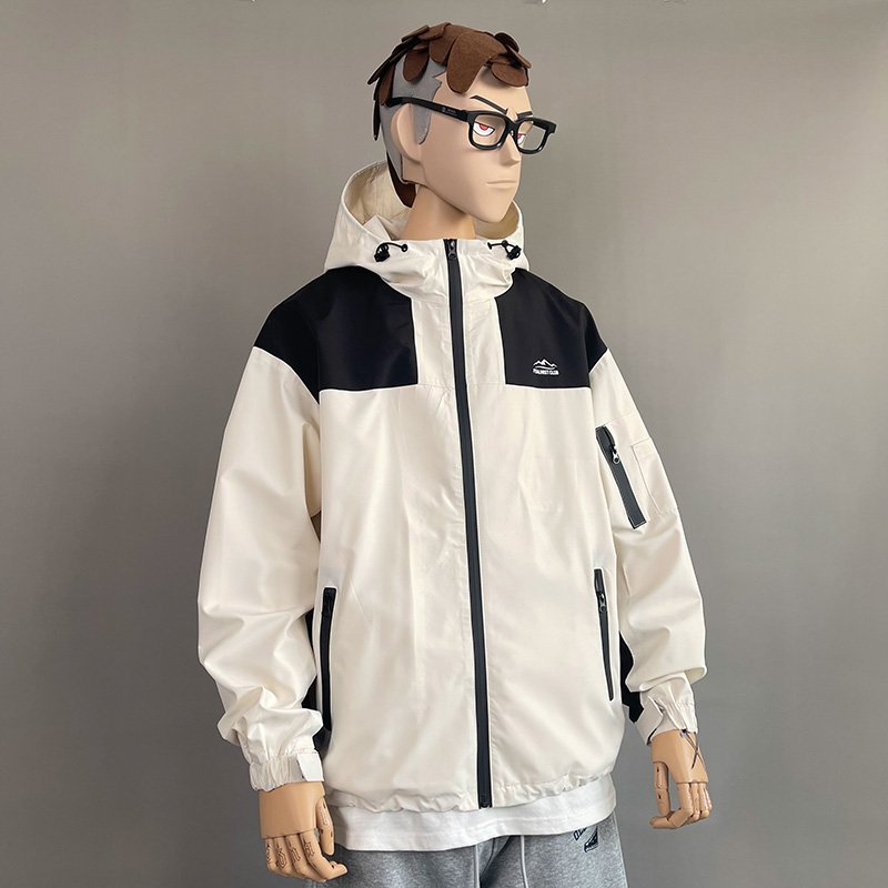 美式复古拼色冲锋衣外套男2022新款秋冬加厚冬季防水防风春季夹克