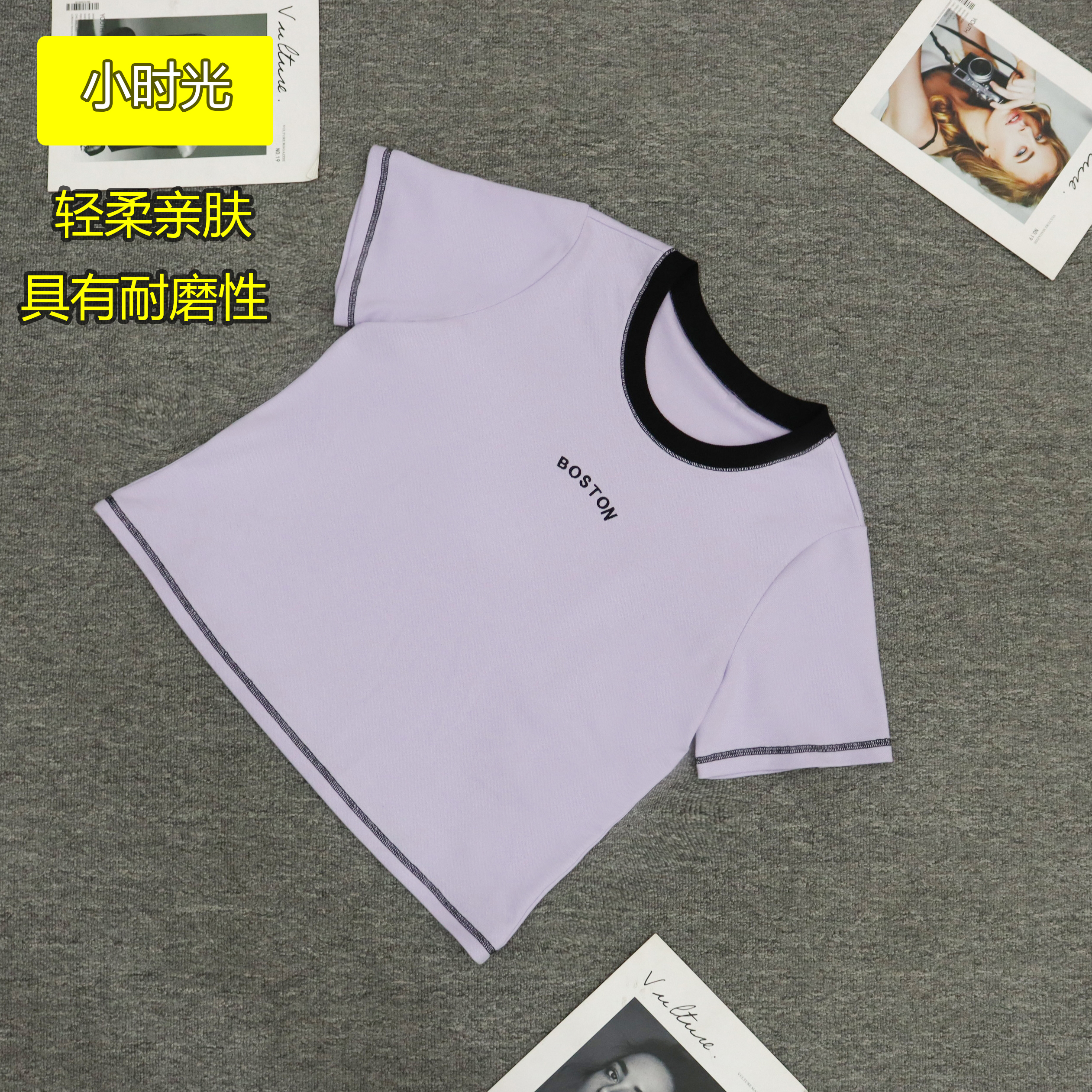 DM4883【小时光】手感饱满柔软细腻简约高级细节精致不挑身材T恤