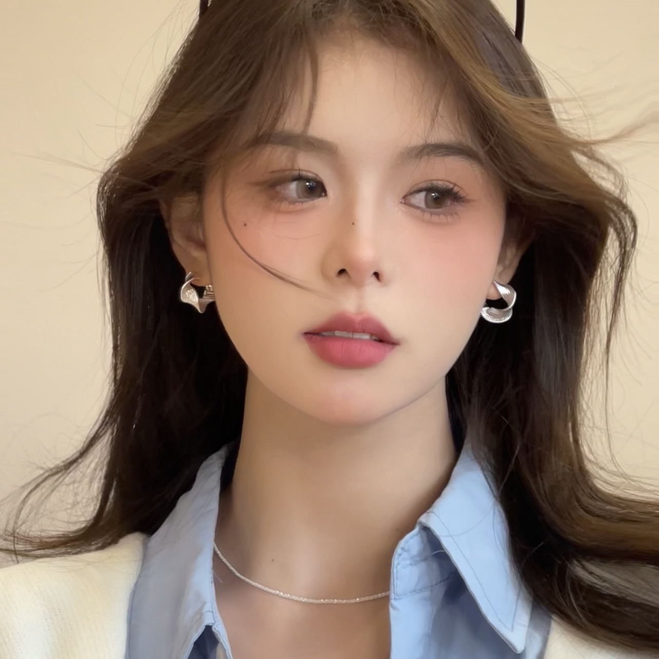 925银针耳饰 X653银色莫比乌斯耳扣精致简约