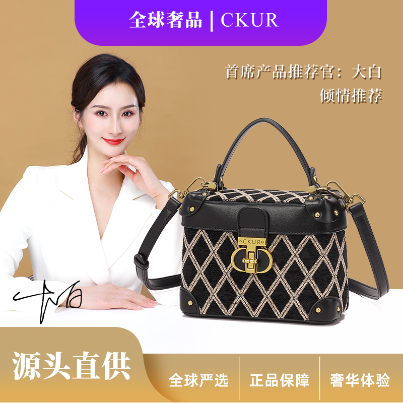 韩版小方盒新款时尚百搭轻奢刺绣手提单肩斜跨包CKUR87008