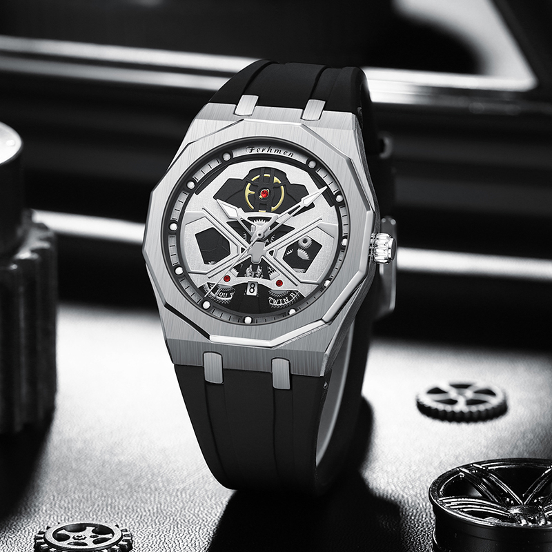 法赫曼战神系列机械风格科技感夜光男士石英表F8025