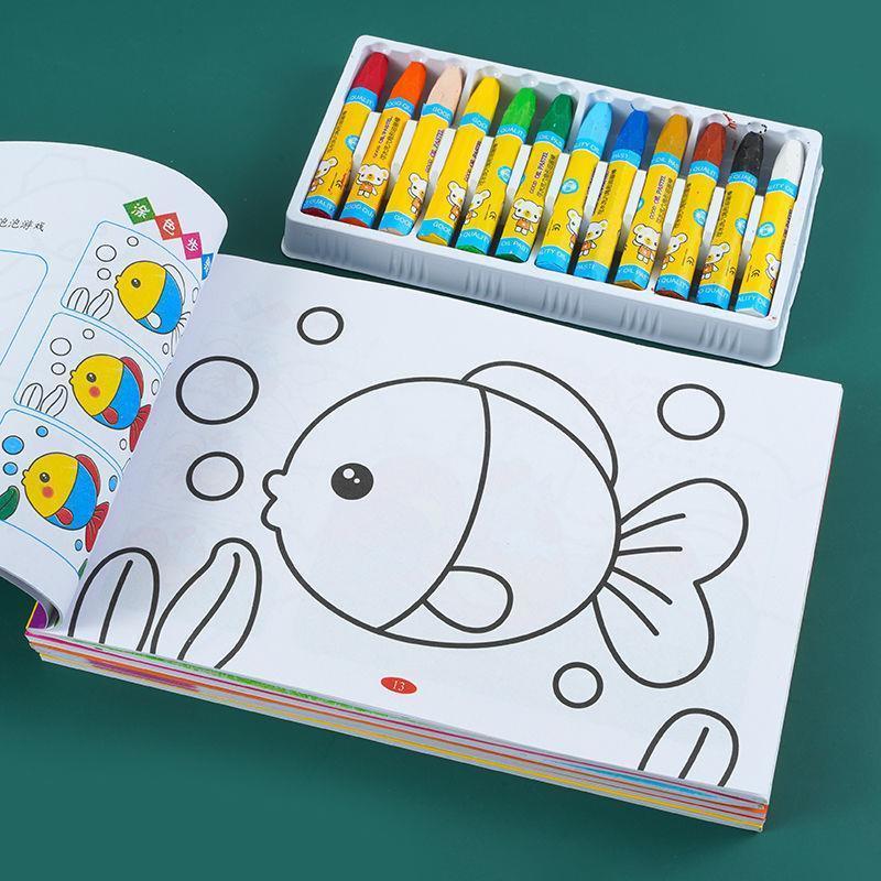 幼儿园宝宝填色涂鸦画画书儿童阶梯涂色本小孩绘画册3-4-5-6-7岁