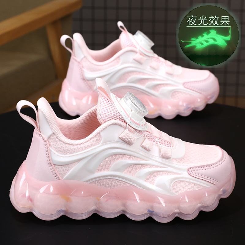 新品季回力休闲童鞋女童2023款儿童透气运动老爹鞋旋转扣夜光网鞋