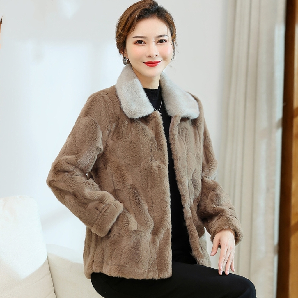 花花2100-新款保暖女装时尚贵妃diao翻领冬季宽松女士外套