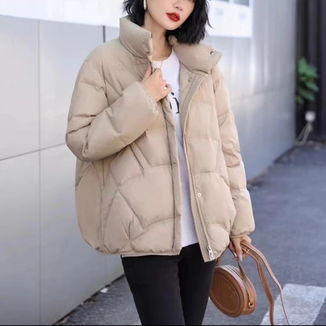 花花/282-百搭简约女轻薄款高端宽松立领羽绒服外套