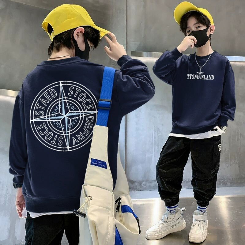 儿童卫衣2023春秋款上衣中大童宝宝加绒男童冬装加厚网红打底衫