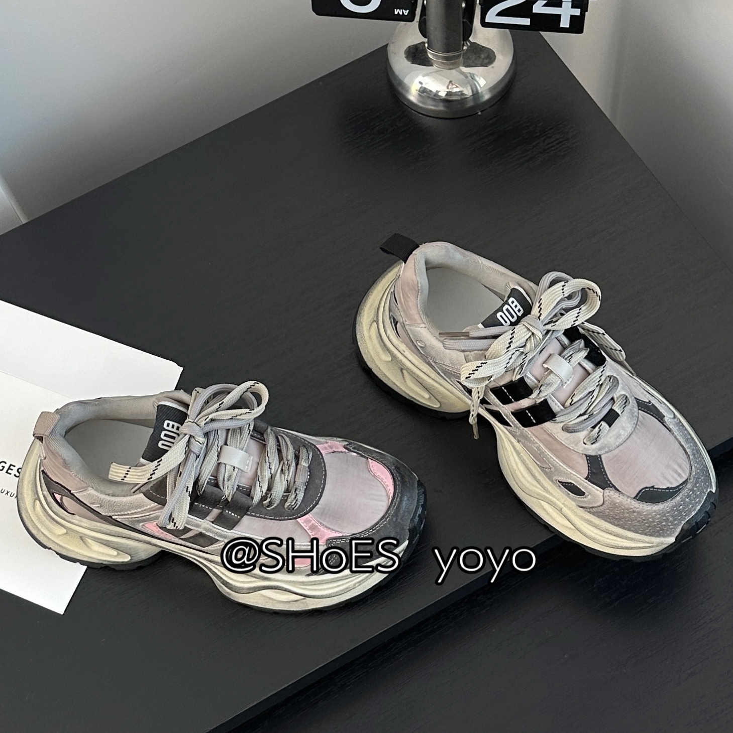 【莜莜】【脏脏鞋】新款2023秋季韩系擦脏做旧ins百搭厚底老爹鞋女鞋