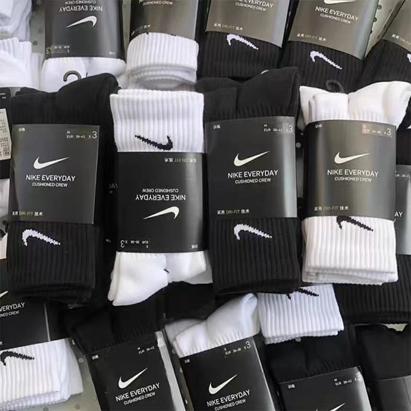 (特价清仓)Nike耐克小Logo运动潮流训练袜中袜中低筒三双装男女袜