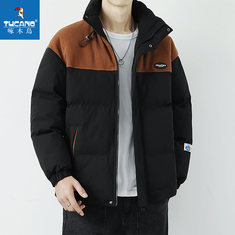 啄木鸟男士冬季新款加厚棉衣立领棉袄宽松百搭冬装棉服休闲外套男