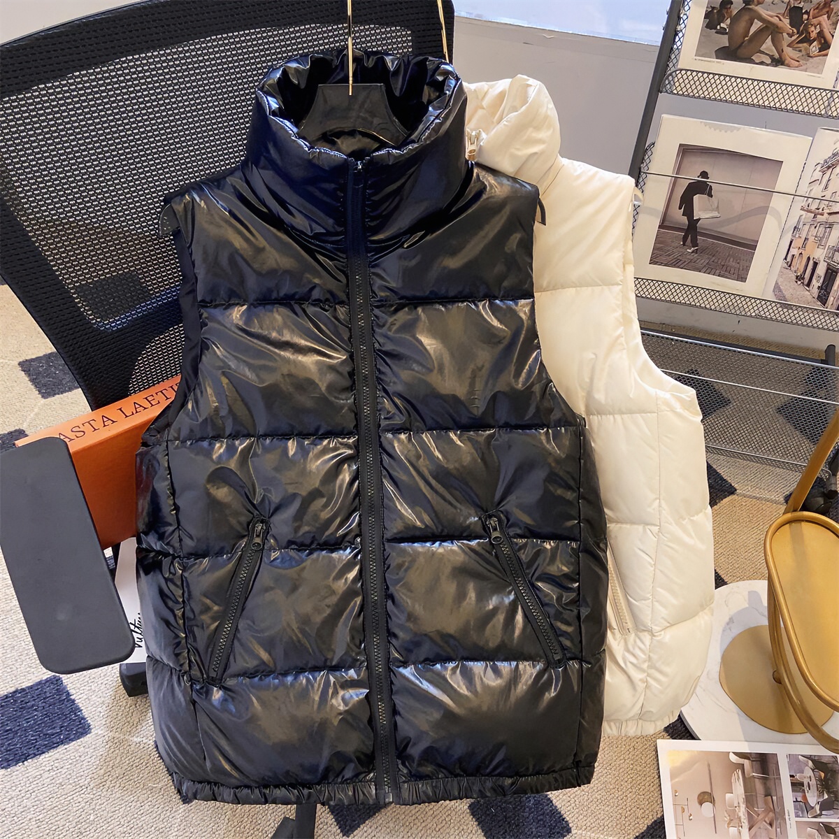 203胖mm亮面免洗棉服马甲女秋冬短款百搭修身外套马夹坎肩潮