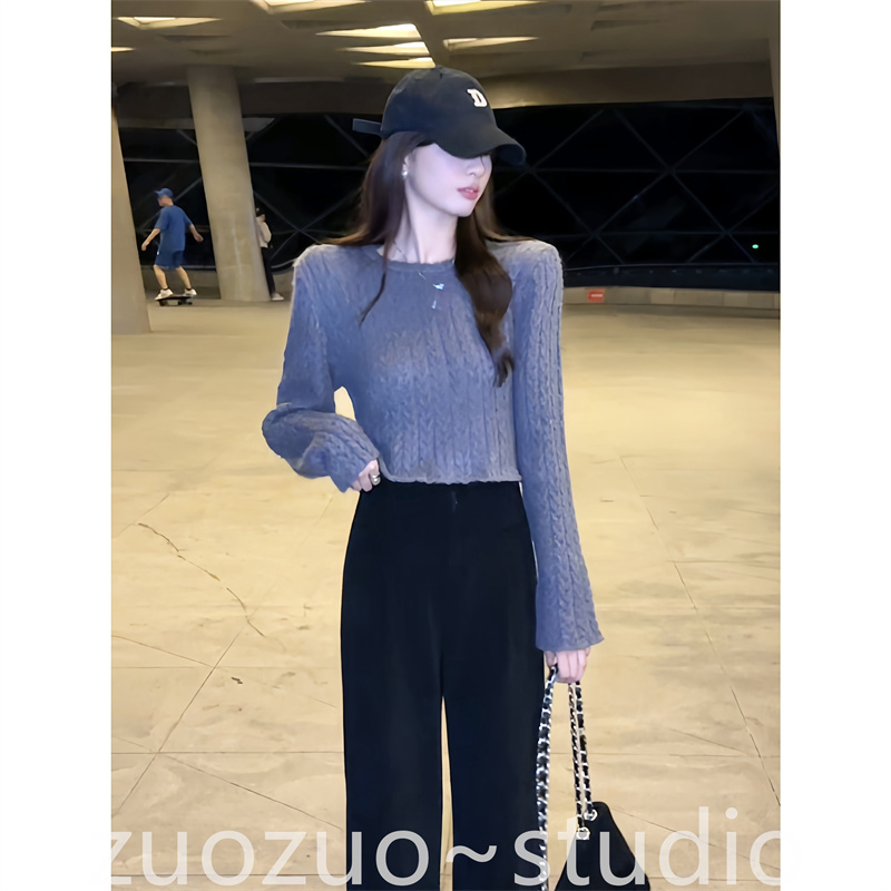 【山河逆旅】女秋新款小香风长袖衬衫百搭圆领设计感气质显瘦上衣