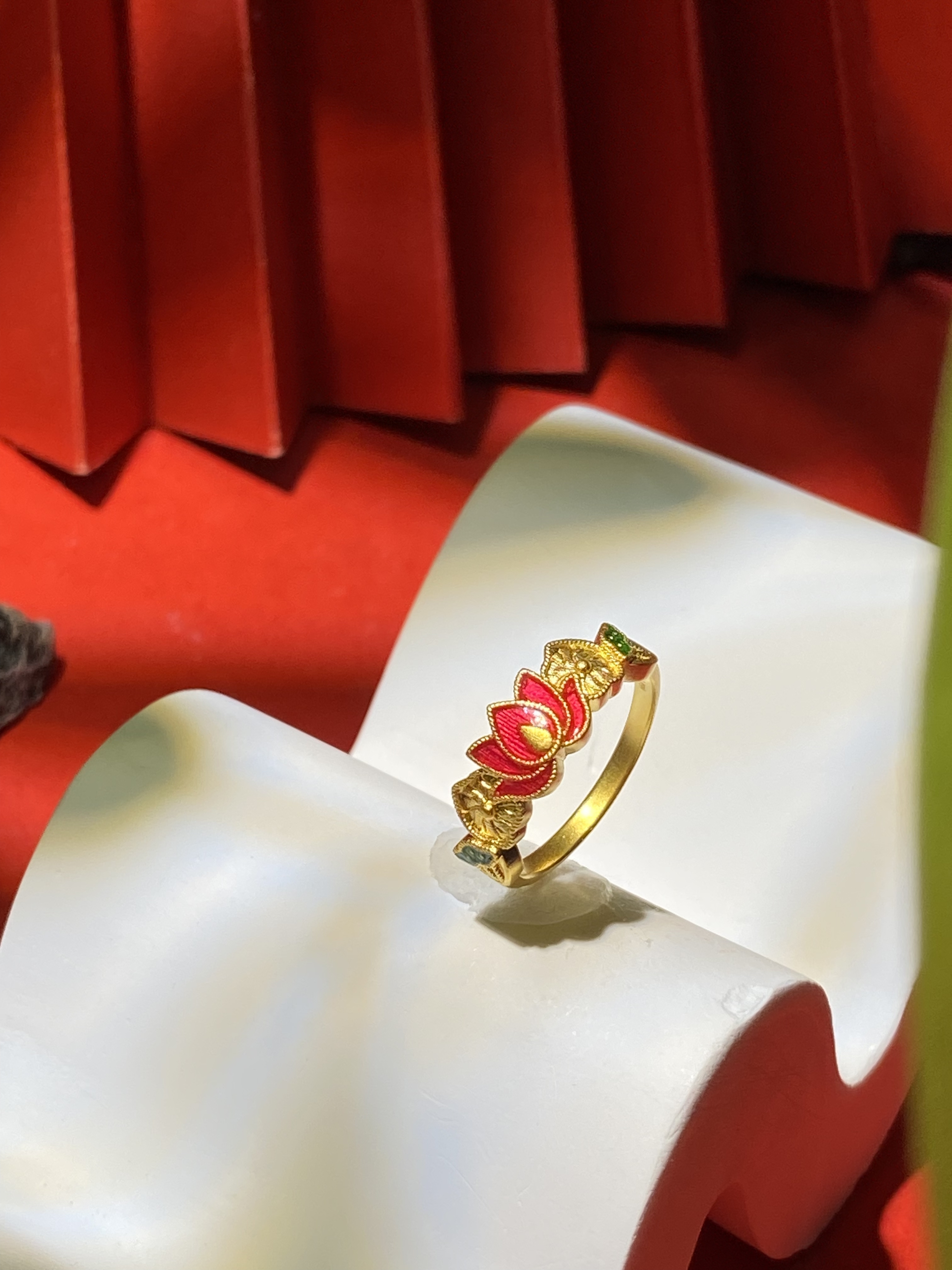 好运莲莲戒（9圈号约2.28g）时尚简约经典饰品