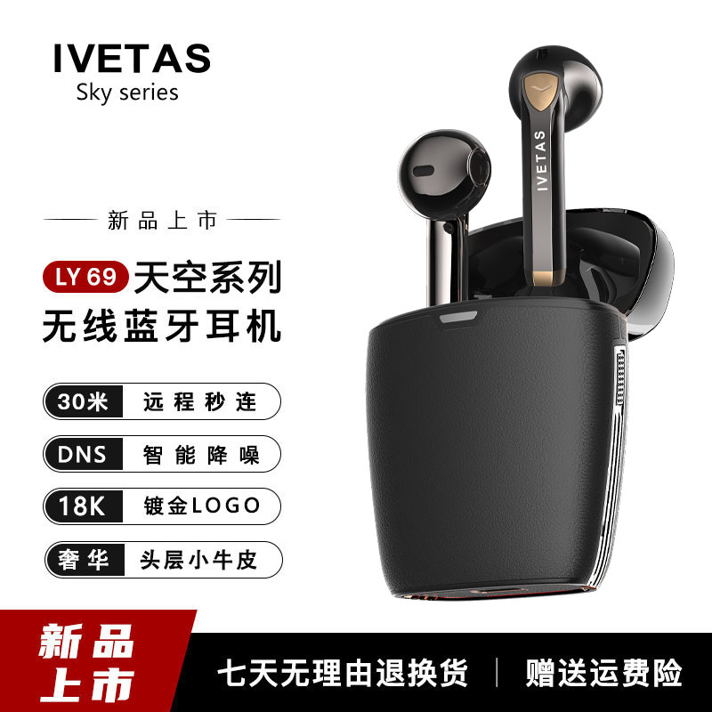 iVETAS维塔斯无线蓝牙耳机 蓝牙5.3智能降噪30米连接小牛皮款mq