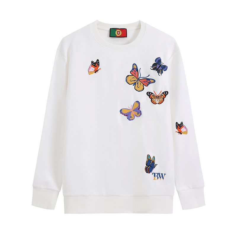 【高奢定制】2023年秋季轻奢高端满幅重工刺绣蝴蝶卫衣（6811）