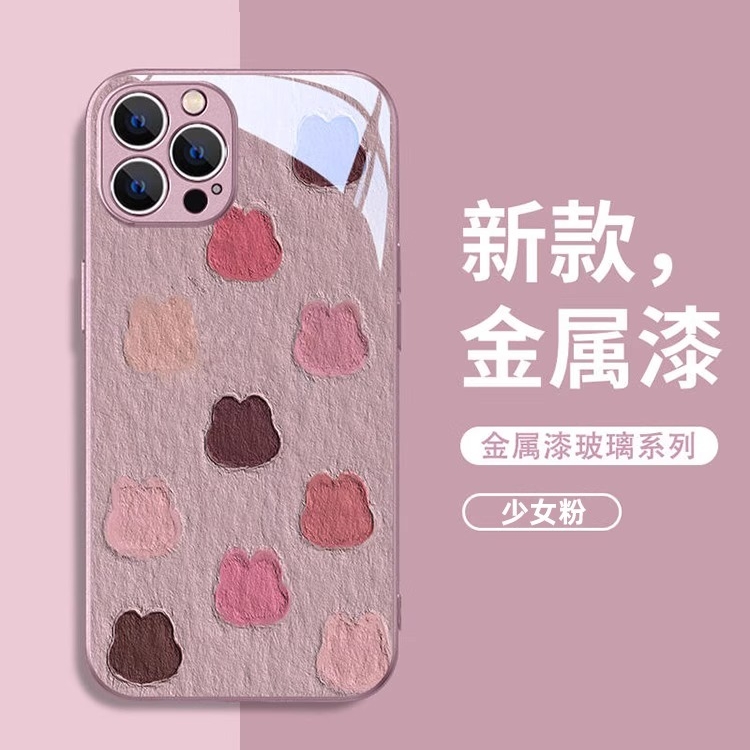 适用苹果13手机壳油画兔子14promax玻璃镜面12保护套iphone12