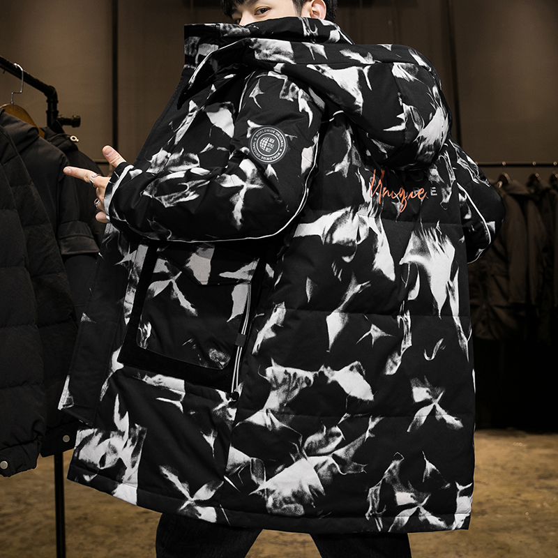 中长款羽绒服男士青年商务休闲白鸭外套加厚防寒保暖冬装情侣潮流